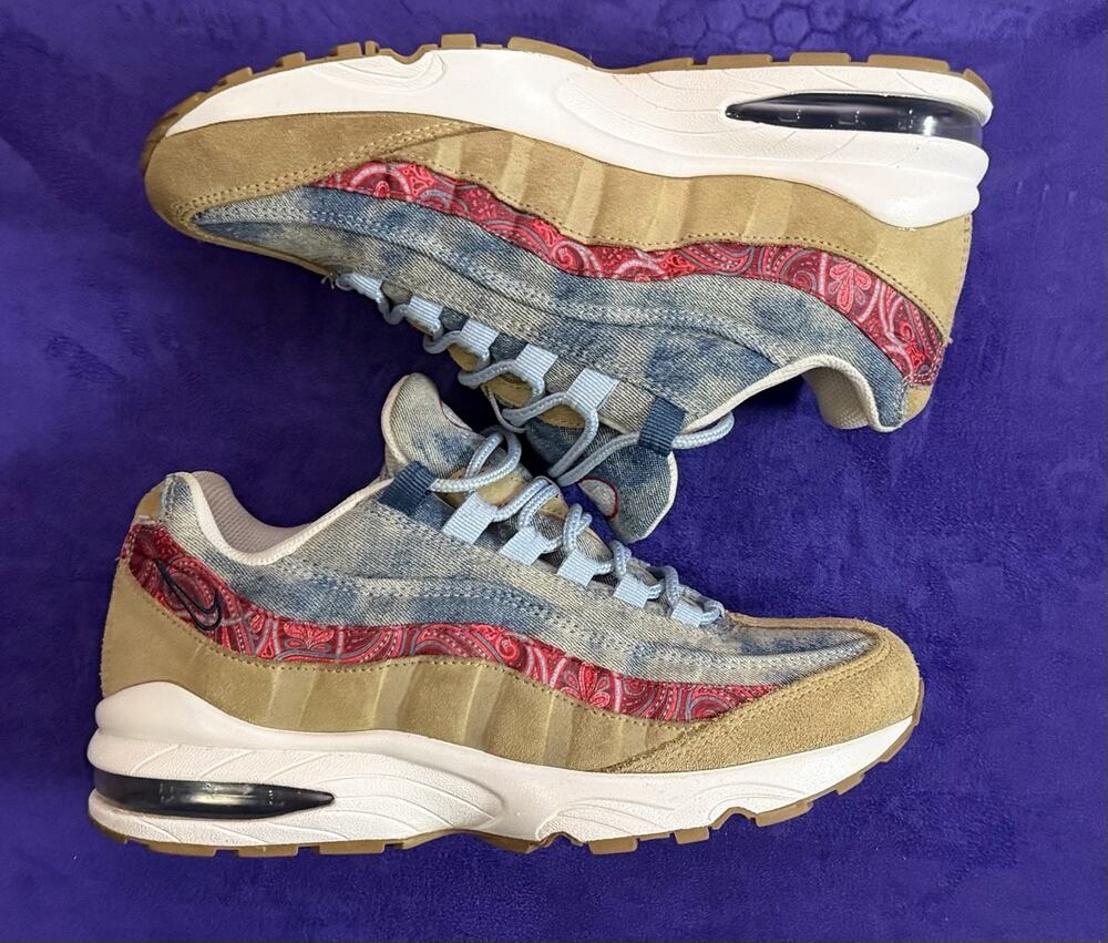 Size 7 (Boys) - Nike Air Max 95 Low Wild West. Suede Denim & Paisley MINT COND